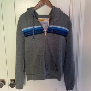 Aviator Nation 5 Stripe Hoodie - Heather Grey